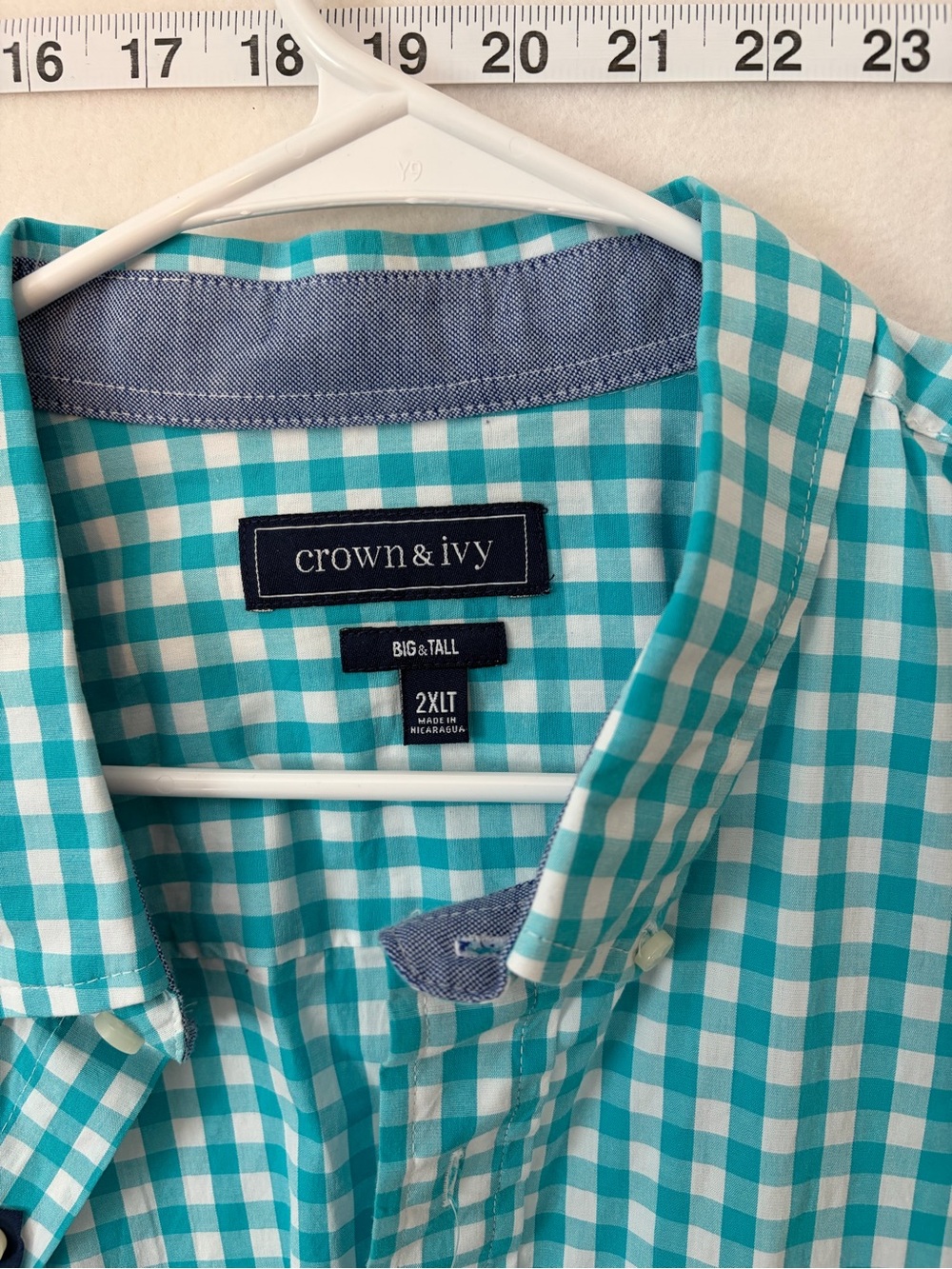 crown & ivy Kids Aqua and White Gingham Button-Down Shirt